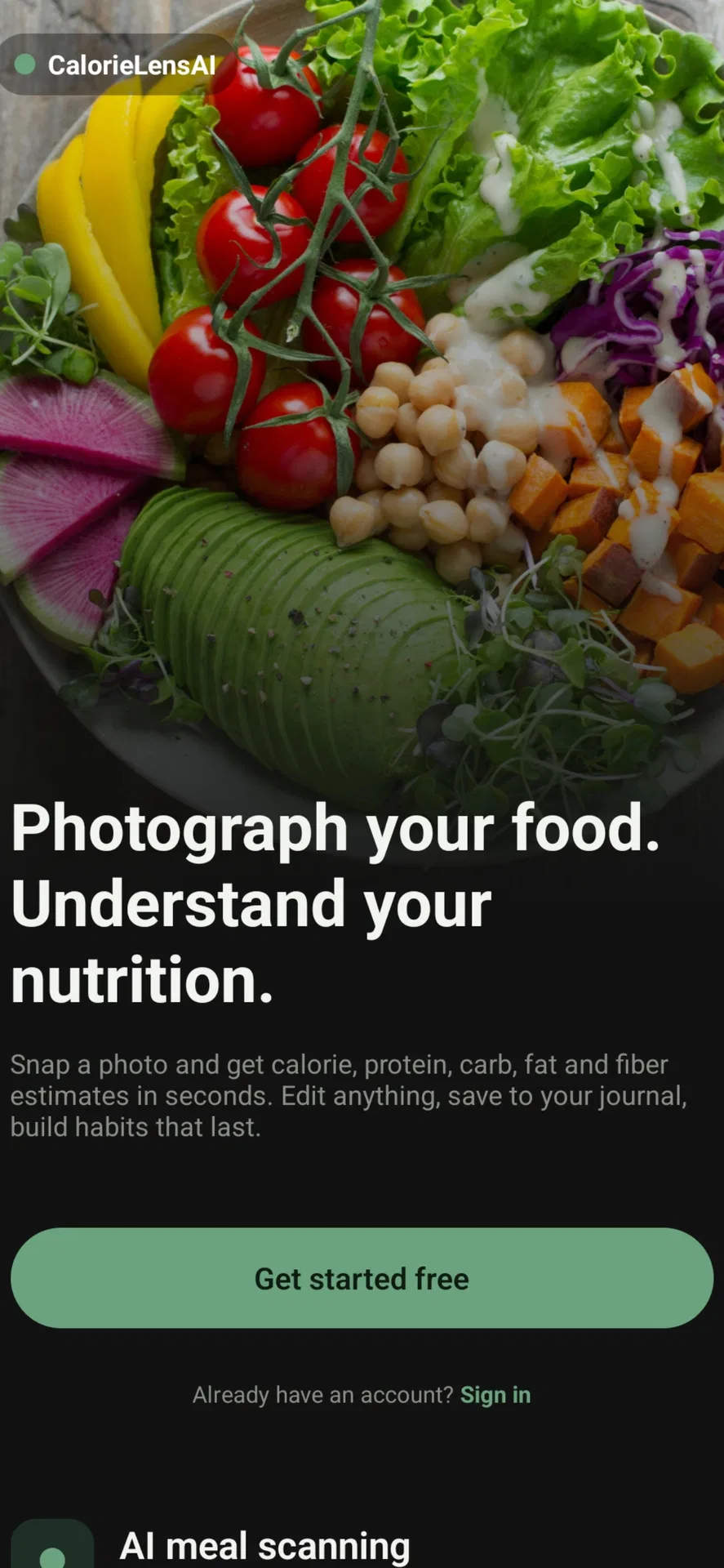 CalorieLensAI screenshot